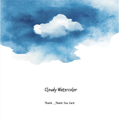 Cloudy Watercolor Thank You Card - Elegant Hand-Painted Gratitude Design for Personal and Commercial Use