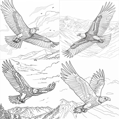 Bald Eagle Soaring Coloring - Vibrant Wildlife Coloring Pages for Relaxation and Creative Expression