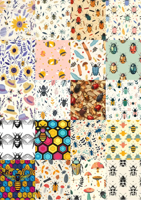 100 Mystical Micro World Insect Patterns Bundle - Whimsical Nature-Inspired Vector Textures for Designers & Creators