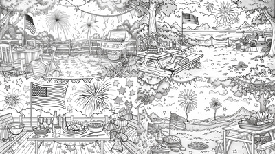 Fourth of July Coloring - Festive Seasonal Coloring Pages for Creative Relaxation and Holiday Joy
