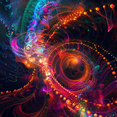 Digital Abstract Neon Swirling Fractals - Vibrant Abstract Art for Modern Creative Projects and Digital Displays