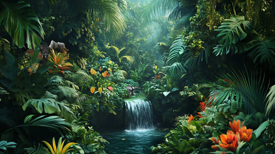 Lush Jungle Canopy - Vibrant Tropical Landscape Art for Inspiring Creative Spaces and Decor