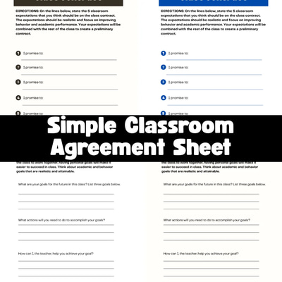 Simple Classroom Agreement Sheet - Clean Business Contract Template for Educators and Administrators