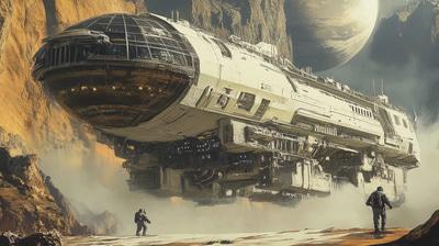 Massive Space Ark Transporting Life Across Galaxies - Sci-Fi Exploration Illustration for Visionary Creators and Storytelling