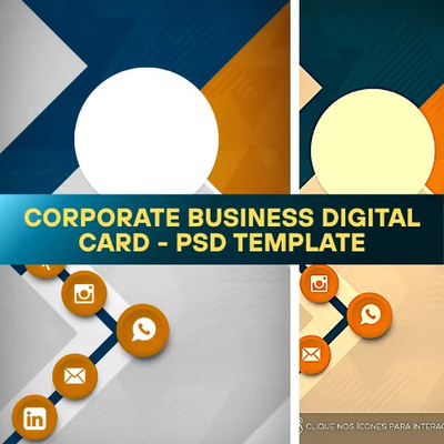 Corporate Business Digital Card - PSD Template - Professional Editable Business Card Designs for Corporate Branding