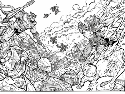 Superhero Battle Coloring - Engaging Superhero-Themed Coloring Pages for Creative Kids and Fans