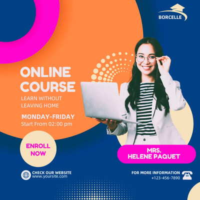 Colorful Online Course Promo - Blue & Yellow Post - Vibrant Educational Marketing Templates for School & Admissions Campaigns