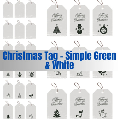 Christmas Tag Simple Green & White - Clean Holiday Label Template for Festive Packaging and Storage Solutions