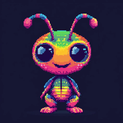 Cute Alien with Antennae Pixel Avatar - Charming Pixel Art Icons for Creative Projects and Digital Profiles