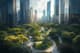 City Park Oasis - Serene Urban Landscape Art for Modern Spaces and Creative Decor 1
