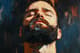 Impressionistic Portrait of a Bearded Man in Deep Tones - Expressive Digital Portrait Art for Creative and Professional Use 1
