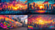 Sunset Cityscape Mural - Vibrant Urban Graffiti Art for Dynamic Wall Spaces and Creative Environments 3