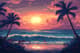 Serene Beach with Rolling Waves Pixel - Calm Pixel Art Scene for Creative Projects and Digital Designers 6