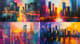 Modern City Skyline at Dusk Art - Vibrant Acrylic Painting for Urban Atmosphere and Creative Spaces 3