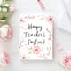 White Pink Happy Teacher's Day Postcard - Elegant Greeting Card Design for Teacher Appreciation and Personal Connection 6