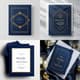 Blue Gold Luxury Graduation Party Invitation - Elegant, Customizable Card for Memorable Celebration Invites 1