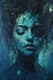 Dark Blue Expressionistic Portrait of a Woman - Captivating Expressionistic Portrait Art for Emotional and Artistic Spaces 1