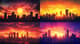 City Skyline Sunset - Vibrant Landscape Art Capturing Golden Hour Urban Views for Creative Projects 5