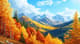 Autumn Mountain Scene - Serene Sunlit Mountain Landscape Art for Creative Decor and Visual Projects 6