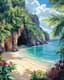 Hidden Tropical Oasis - Serene Tropical Landscape Art for Relaxing Spaces and Creative Decor 1