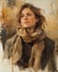 Impressionistic Portrait of a Woman with a Warm Scarf - Expressive Impressionist Portrait Art for Emotional and Timeless Home Decor 6