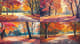 Vibrant Autumn Park Pastel Scene - Expressive Pastel Painting for Artistic Decor and Seasonal Ambiance 1
