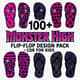 100+ Monster High Flip-Flop Design Pack - Playful Vector Artwork for Kids' Creative Projects 1