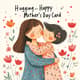 Hugging Happy Mother's Day Card - Warm and Joyful Greeting Design for Heartfelt Celebrations 5