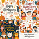 Happy Illustrated Thanksgiving Postcard - Warm Harvest Greeting Card for Personal and Business Use 1