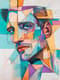 Cubist Portrait of a Man with Rich Overlapping Shapes - Expressive Cubist Portrait Art for Creative Studios and Fine Art Enthusiasts 1