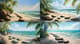 Sunset Beach Tranquility - Serene Tropical Landscape Art for Relaxing Spaces and Creative Projects 5