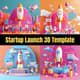 Startup Launch 3D Template - Premium 3D Business Presentation Assets for Entrepreneurs and Creators 3
