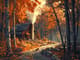 Hearthwood Secluded Autumn Cabin - Digital Seasonal Environment Art for Immersive Nature Scenes 5
