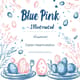 Blue Pink Illustrated Easter Dinner Invitation - Charming Hand-Drawn Card for Festive Spring Celebrations 1