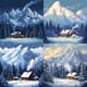 Snowy Mountains & Cabin Pixel Scene - Vibrant Pixel Art Landscape for Game Design and Creative Projects 4