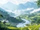 Terrace Song - Cultivated Valley Vista - Realistic Digital Landscape Art for Immersive Environmental Design 5
