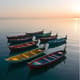 Fishing Boats At Sunrise Aerial View - Cinematic Drone Stock Video for Creative Storytelling and Visual Impact 3