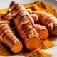 Golden Spice Turmeric Root and Powder Close-Up - Cinematic Stock Video for Food and Beverage Creators 1