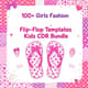 100+ Girls Fashion Flip-Flop Templates - Kids Stylish Vector Footwear Designs for Creative Fashion Projects 2025 1