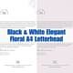 Black & White Elegant Floral A4 Letterhead - Sophisticated Business Stationery Template for Polished Office Branding 3