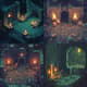 Dungeon Scene with Flickering Torches - Retro Pixel Art Ambience for Game Developers and Digital Creators 5