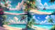 Tropical Beach Paradise - Vibrant Seascape Art for Serene Coastal Decor and Creative Spaces 1