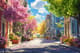 Spring Cityscape View - Serene Landscape Art for Tranquil Urban and Nature Scenes 5