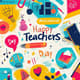 Multicoloured Creative Happy Teachers Day Postcard - Vibrant Greeting Card for Educators and Thoughtful Appreciation 5