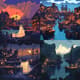 Pirate Harbor Pixel Scene with Ships - Vibrant Pixel Art Environment for Game Developers and Digital Creators 5