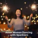 Asian Woman Dancing with Sparklers - Cinematic Stock Video for Celebrations and Festive Storytelling 4