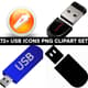 72+ USB Icons PNG Clipart Set - Sleek Technology & Sci-Fi USB Icon Collection for Designers and Developers 5