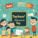 Happy Teachers' Day Poster Illustrative - Elegant Educational Greeting Poster for Teacher Appreciation and Classroom Decoration 2025-2026 6