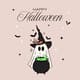 Cute Ghost Witch Happy Halloween Card - Charming Seasonal Invitation for Festive Celebrations and Creative Greetings 3