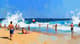 Lively Beach Scene Digital Art - Vibrant Coastal Painting for Creative Decor and Visual Storytelling 6